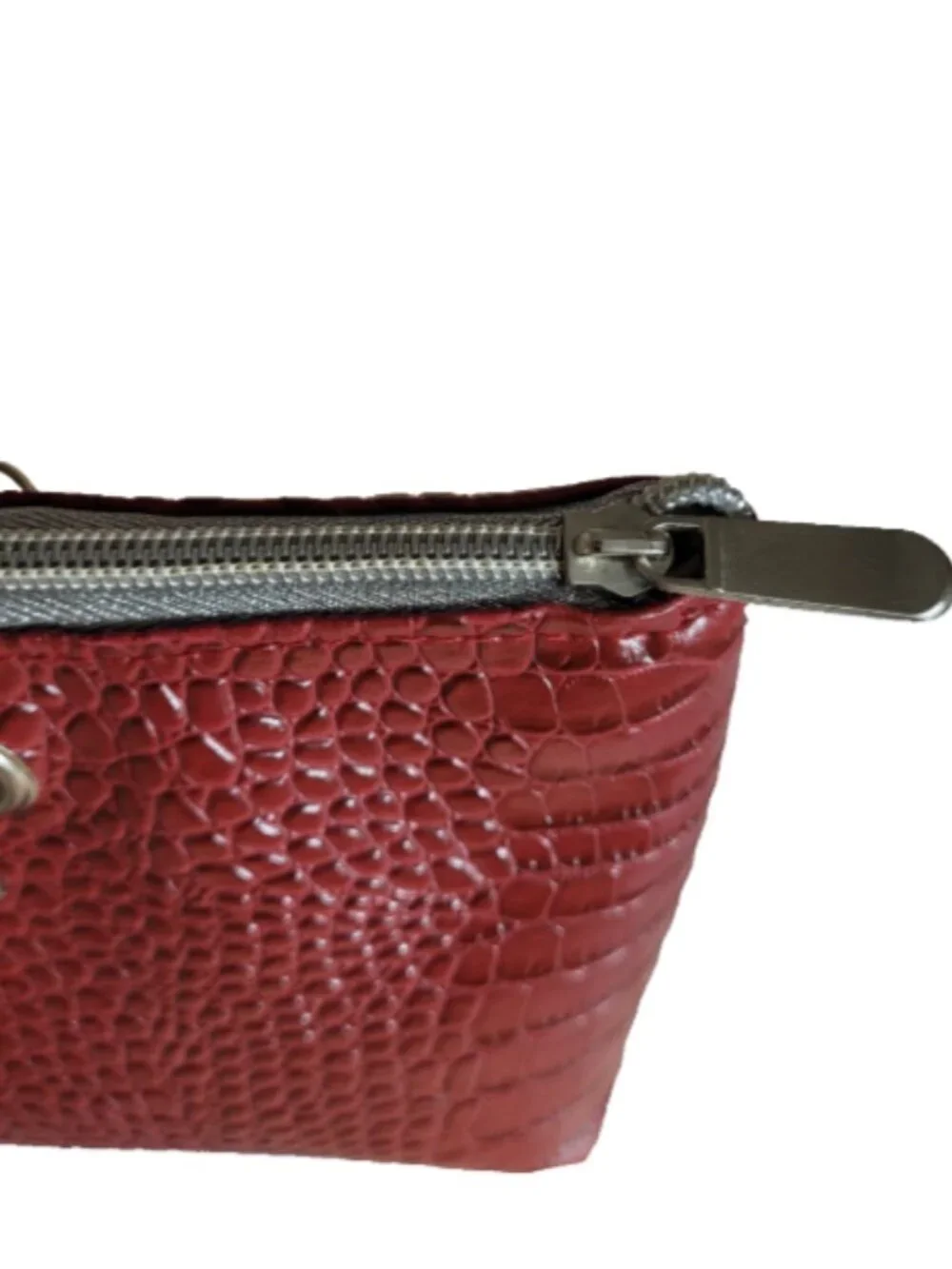 Insulated Wine Bottle Tote Bag Red Animal Print Silver Chain Handles 13 x 6 in